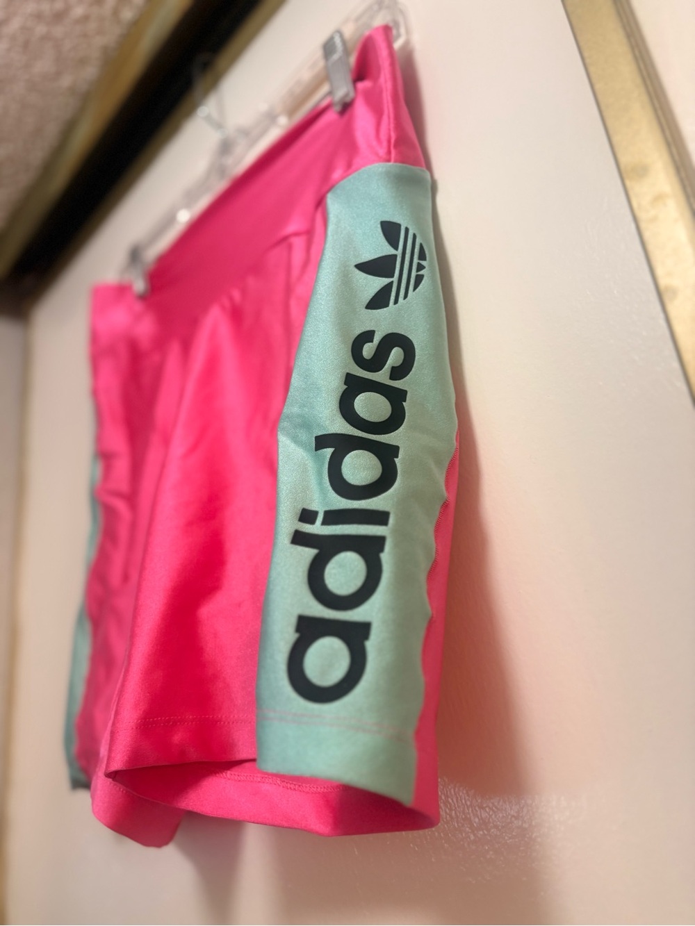 adidas Hot Pink Shorts with Mint Green Side Panels